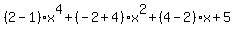 %282-1%29x%5E4%2B%28-2%2B4%29x%5E2%2B%284-2%29x%2B5