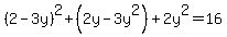 %282-3y%29%5E2%2B%282y-3y%5E2%29%2B2y%5E2=16%29