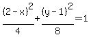 %282-x%29%5E2%2F4%2B%28y-1%29%5E2%2F8=1+