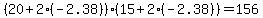 %2820%2B2%28-2.38%29%29%2815%2B2%28-2.38%29%29=156