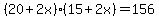 %2820%2B2x%29%2815%2B2x%29=156