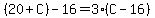 %2820%2BC%29-16=3%28C-16%29