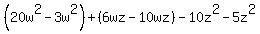 %2820w%5E2-3w%5E2%29+%2B+%286wz+-+10wz%29-+10z%5E2+-+5z%5E2
