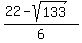 %2822+-+sqrt%28133%29%29%2F6