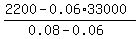 %282200-0.06%2A33000%29%2F%280.08-0.06%29