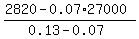 %282820-0.07%2A27000%29%2F%280.13-0.07%29