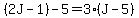 %282J-1%29-5=3%28J-5%29