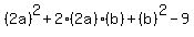 %282a%29%5E2%2B2%282a%29%28b%29%2B%28b%29%5E2-9