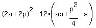 %282a%2B2p%29%5E2-12%28ap%2Bp%5E2%2F4-s%29