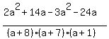 %282a%5E2%2B14a+-+3a%5E2-24a%29%2F%28%28a%2B8%29%28a%2B7%29%28a%2B1%29%29