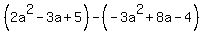 %282a%5E2-3a%2B5%29-%28-3a%5E2%2B8a-4%29