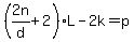 %282n%2Fd%2B2%29L-2k=p