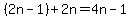 %282n-1%29%2B2n=4n-1