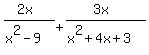 %282x%29%2F%28x%5E2-9%29+%2B+%283x%29%2F%28x%5E2%2B4x%2B3%29