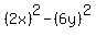 %282x%29%5E2-%286y%29%5E2