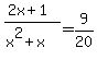 %282x%2B1%29%2F%28x%5E2%2Bx%29=9%2F20