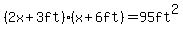 %282x%2B3ft%29%28x%2B6ft%29=95ft%5E2