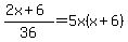 %282x%2B6%29%2F36+=+5x%28x%2B6%29