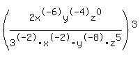 %282x%5E-6y%5E-4z%5E0%2F3%5E-2x%5E-2y%5E-8z%5E5%29%5E3