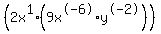 %282x%5E1%2A%289x%5E-6%2Ay%5E-2%29%29