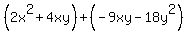 %282x%5E2%2B4xy%29%2B%28-9xy-18y%5E2%29