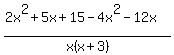 %282x%5E2%2B5x%2B15-4x%5E2-12x%29%2Fx%28x%2B3%29