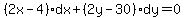 %282x-4%29dx%2B%282y-30%29dy=0
