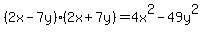 %282x-7y%29%282x%2B7y%29=4x%5E2-49y%5E2%29