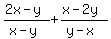 %282x-y%29%2F%28x-y%29+%2B+%28x-2y%29%2F%28y-x%29