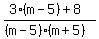 %283%28m-5%29+%2B+8%29%2F%28%28m-5%29%28m%2B5%29%29