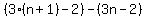 %283%28n%2B1%29-2%29-%283n-2%29