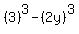 %283%29%5E3-%282y%29%5E3
