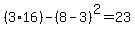 %283%2A16%29-%288-3%29%5E2=23