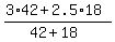 %283%2A42+%2B+2.5%2A18%29%2F%2842%2B18%29