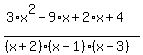 %283%2Ax%5E2+-+9%2Ax+%2B+2%2Ax+%2B+4%29%2F%28%28x+%2B+2%29%2A%28x+-+1%29%2A%28x+-+3%29%29