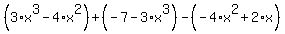 %283%2Ax%5E3-4%2Ax%5E2%29%2B%28-7-3%2Ax%5E3%29-%28-4%2Ax%5E2%2B2%2Ax%29