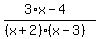 %283%2Ax+-+4%29%2F%28%28x+%2B+2%29%2A%28x+-+3%29%29