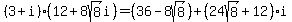 %283%2Bi%29%2812%2B8sqrt%288%29i%29=%2836-8sqrt%288%29%29%2B%2824sqrt%288%29%2B12%29i