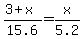 %283%2Bx%29%2F15.6=x%2F5.2