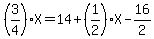 %283%2F4%29X=14%2B%281%2F2%29X-16%2F2