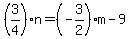 %283%2F4%29n=%28-3%2F2%29m-9