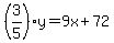 %283%2F5%29y+=+9x%2B72