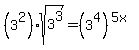 %283%5E2%29%2Asqrt%283%5E3%29+=+%283%5E4%29%5E%285x%29