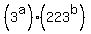 %283%5Ea%29%28223%5Eb%29
