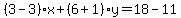 %283-3%29%2Ax%2B%286%2B1%29y=18-11