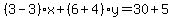 %283-3%29%2Ax%2B%286%2B4%29y=30%2B5