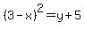 %283-x%29%5E2+=+y%2B5
