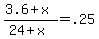 %283.6+%2B+x%29%2F%2824+%2B+x%29+=+.25