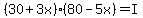 %2830+%2B+3x%29%2880+-+5x%29+=+I