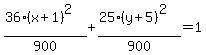 %2836%28x%2B1%29%5E2%29%2F900%2B%2825%28y%2B5%29%5E2%29%2F900=1